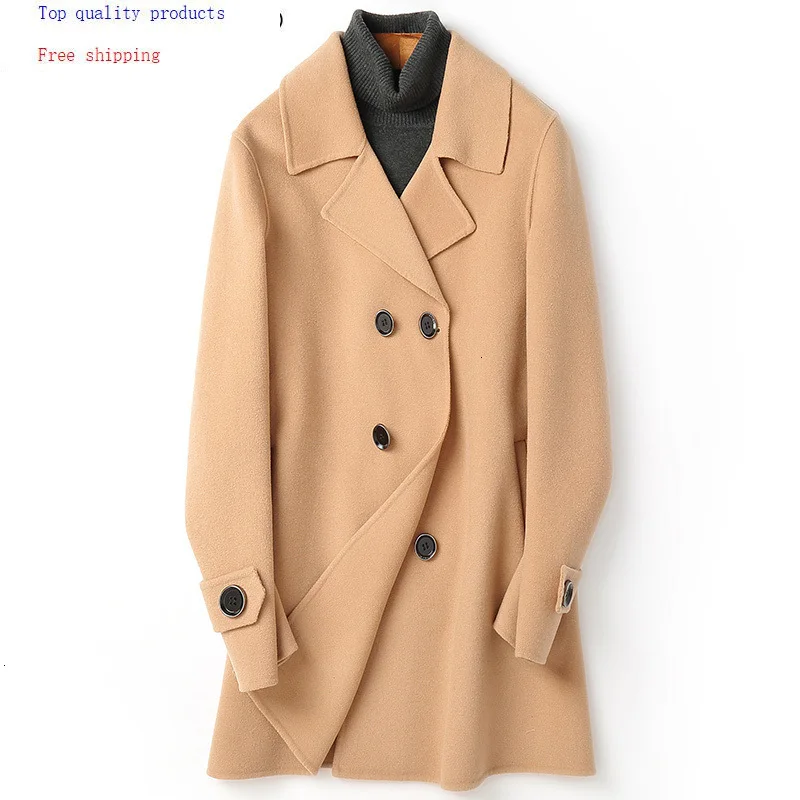 

2020 100% Wool Coat Men Double Breasted Long Jacket Spring Fall Mens Coats and Jackets Manteau Homme D-04-1252A-1 KJ3010