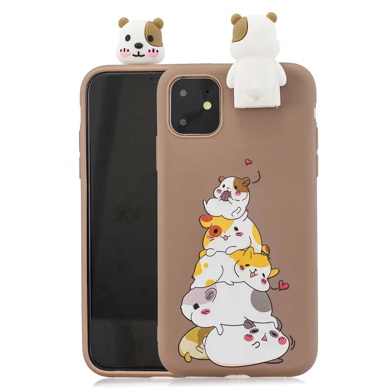 3D мягкий чехол из ТПУ для iPhone 11 Pro Max с милой пандой, единорогом, котом, медведем, подставкой для iPhone 11 X XS Max XR 6 7 8 Plus 5 S SE