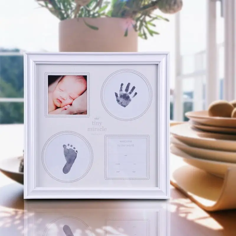  Baby Hand Foot Print Mud Photo Frame Newborn Souvenir Hundred Days New Parents Creative Gifts