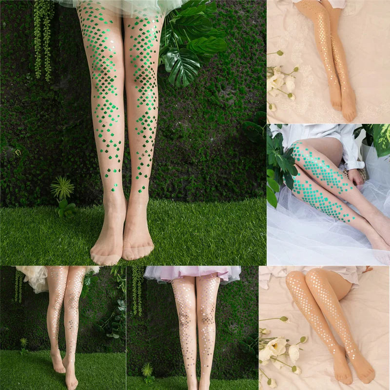 Новые модные сексуальные женские эластичные чулки в сеточку выше колена, длинные чулки, цвета: золотистый, серебристый, зеленый, розовый, фиолетовый