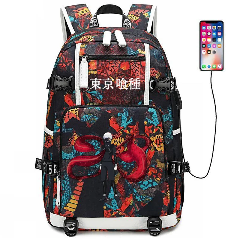 Style 9 Рюкзак с USB портом и изображением змеи из аниме, школьники подростки, школьная сумка, дорожная сумка для ноутбука - Цвет: Style 9