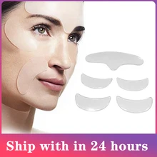5pcs Silicone Anti Wrinkle Stickers Patch Eye Chin Forehead Skin Care Pads Silicone Reusable Face Overnight Invisible Patches