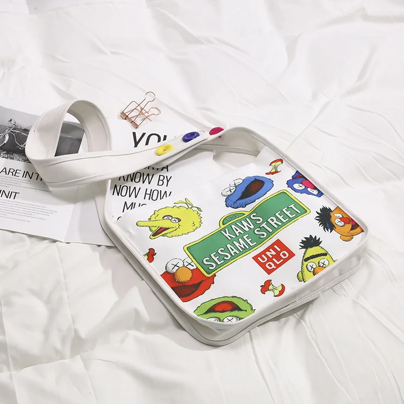 

Sesame Street Bag Women's 2019 New Style Cartoon Harajuku Canvas Bag Bag INS Oblique Women's Japanese-style Versatile Shoulder B