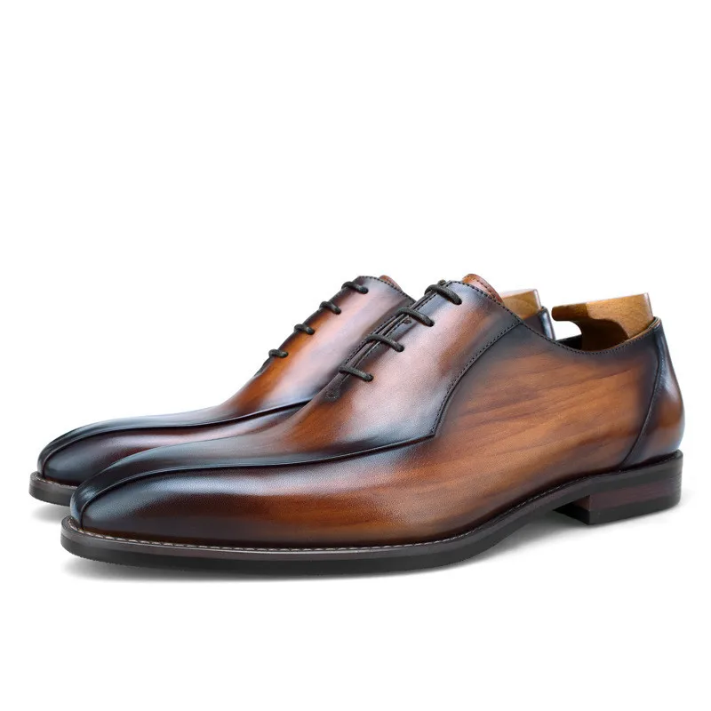

Top Quality Black / Brown / Coffee Pointed Toe Mens Business Dress Shoes Genuine Leather Wedding Shoes Boys Prom Shoes