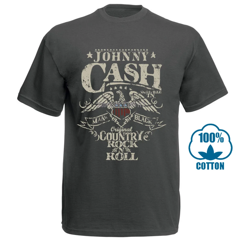 Charcoal Футболка с надписью «Rock N» и надписью «Johnny Cash»; размеры s, m, l, Xl, 2Xl; Новинка; Официальная футболка - Цвет: Charcoal