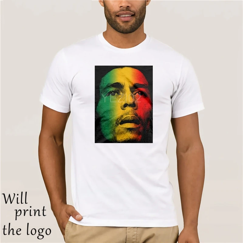 Брендовая Хлопковая мужская одежда облегающая футболка Боб Марли Face Rasta