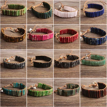 

LanLi natural Jewelry black cylinder alabaster stone knit bracelet men and women Giving presents and self use Series