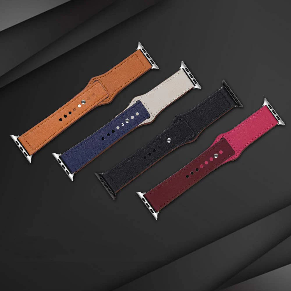 Ремешок из натуральной кожи для Apple Watch 38 мм 42 мм двухцветный браслет для iwatch серии 1 2 3 4 5 44 мм 40 мм аксессуары