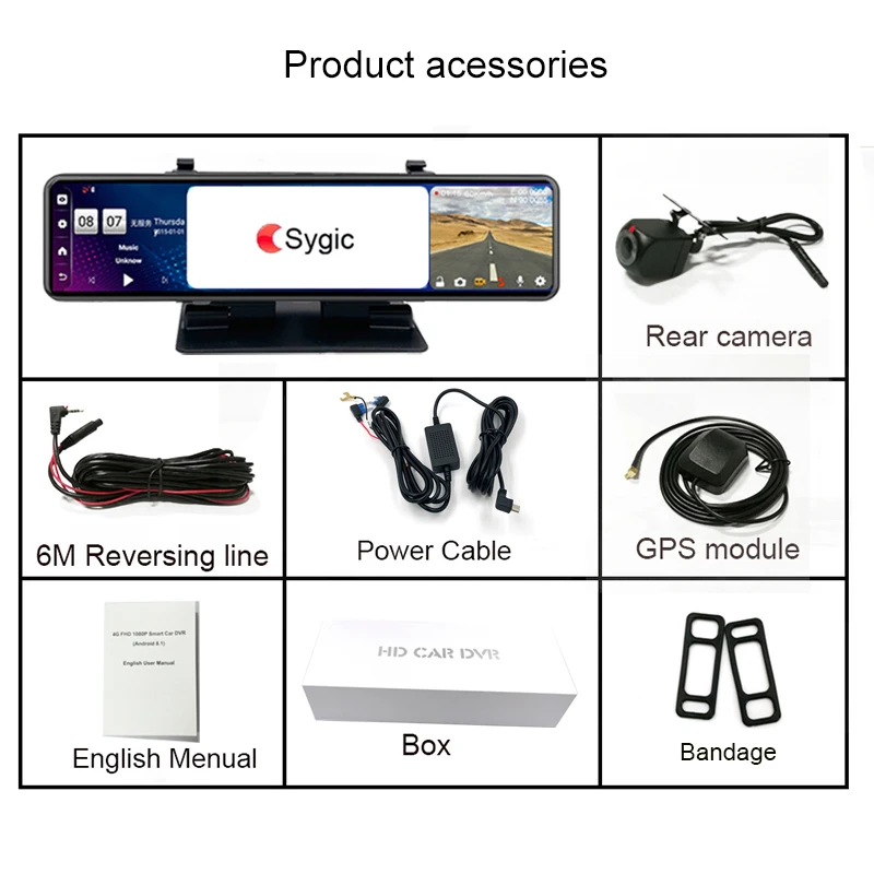 ڵ ̷ DVR  , 12 ġ ġ  ũ, ADAS GPS ׺̼  ڴ, 2 + 32GB ȵ̵ 8.1  ī޶