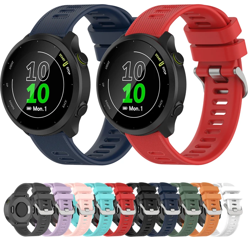 20mm Official style Sports Silicone Quick Release Strap For Garmin Forerunner 55 158 Wrist Band 245 245M 645 Bracelet Watchband