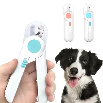 

LED Light Pet Nail Clipper Scissors Dog Cat Nail Toe Claw Clipper Cutter Blood-proof Manicure Nail Trimmer with Protection Cover