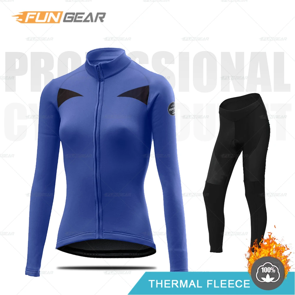 Normal Cycling Set 3 Женская зимняя одежда для велоспорта, куртка с длинным рукавом для шоссейного велосипеда, комплект из Джерси, теплая флисовая женская одежда, модная Ropa Ciclismo Invierno - Цвет: Normal Cycling Set 3