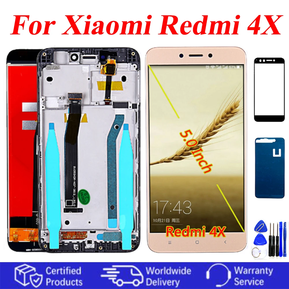 ЖК-дисплей 5 0 дюйма для Xiaomi Redmi 4X сенсорный экран дисплей в сборе с рамкой 1280*720