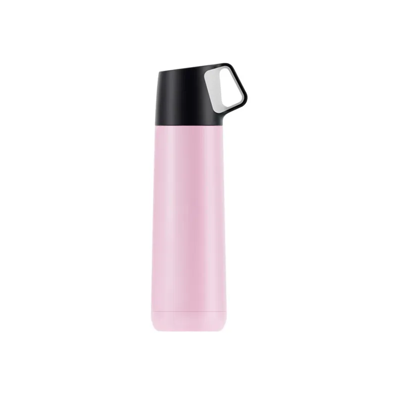 VILEAD 350 мл 500 мл однотонное прямое тело кружка термос с крышкой из нержавеющей стали Мужская Женская Студенческая бутылка для воды - Цвет: Pink