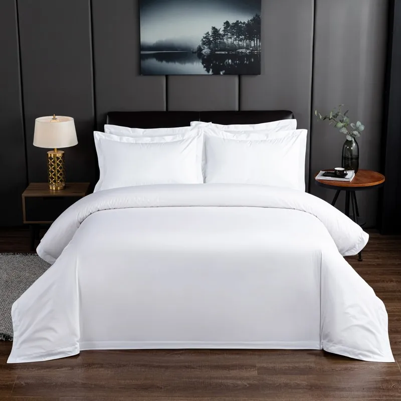 White Bedding Set, Duvet Cover, 100% Nature Cotton Percale Soft 600ct ...