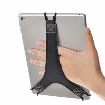 

Practical One Handed Operation Triangular Fixed Holder Safety Stable Elastic Black For IPad Portable Tablet Hand Strap Non Slip