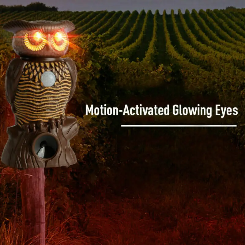 

2019 Newest Owl Alert Motion Activated Security Statue With Light-Up Eyes Drive animals such as bear deer