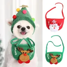 

Pet Dogs Bib Santa Claus Deer Decor Dress-up Polyester Pet Dogs Cats Drool Bibs for Christmas