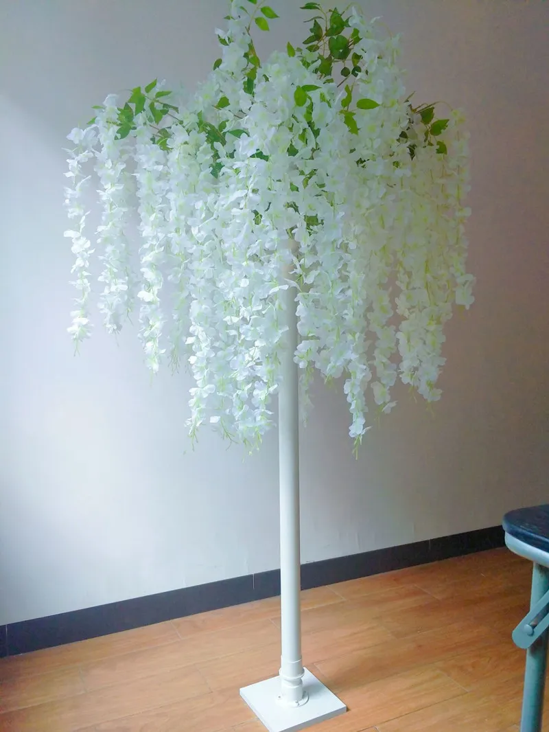 

Elegant White Artificial Silk Flower Vine Tree Simulation Wisteria Douhua Trees For Wedding Stage Aisle Runner Decoration