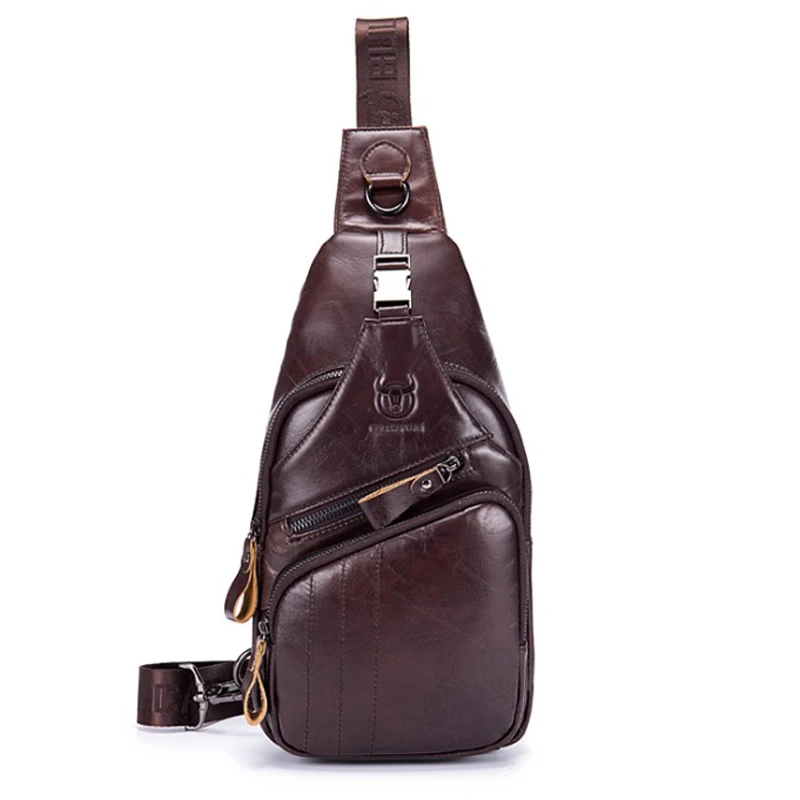 Модная брендовая мужская сумка-мессенджер, мужская сумка на плечо из натуральной кожи, нагрудные сумки через плечо, деловые сумки-мессенджеры, мужские сумки - Цвет: Шоколад