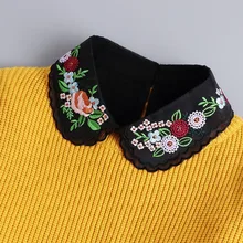 Colarinho falso feminino destacável com bordado floral, colarinho falso removível para mulheres inverno