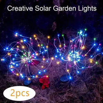 

2pcs Solar Garden Lamps DIY LED Copper Wire Firework Lights Waterproof Outdoor Landscape Lighting Path Lawn Lamp Garden Decor