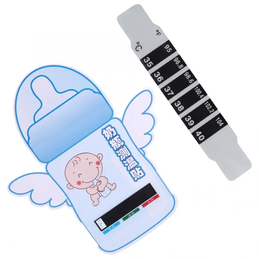 Детский лоб, термометр, наклейка, бутылка для молока и ванна, температурная карта, измерительная наклейка, уход за ребенком