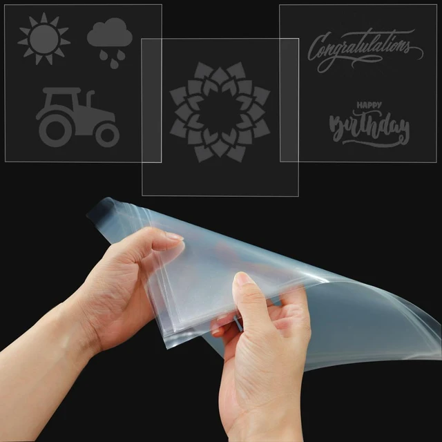 Hojas de plantilla de Mylar transparente, hojas de plástico con película de  acetato para hacer manualidades, 6 Mil, 16 unidades - AliExpress
