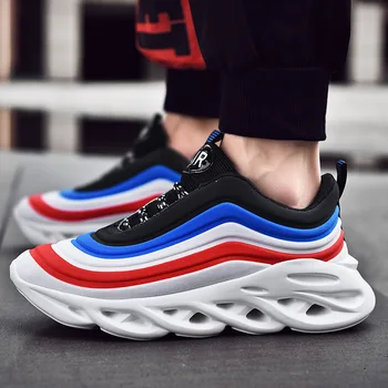 

Men's Shoes 2019Daddy Shoes Men's Casual Lightweight Breathable Soft Bottom Gradient Rainbow Sports Large Size Running Shoes Men