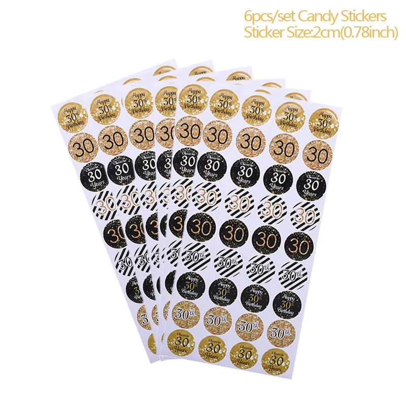 30th paper sticker Одноразовая посуда для дня рождения с воздушными Шарами на день рождения баннер для взрослых 30th 40th 50th украшения для дня рождения - Цвет: 30th paper sticker