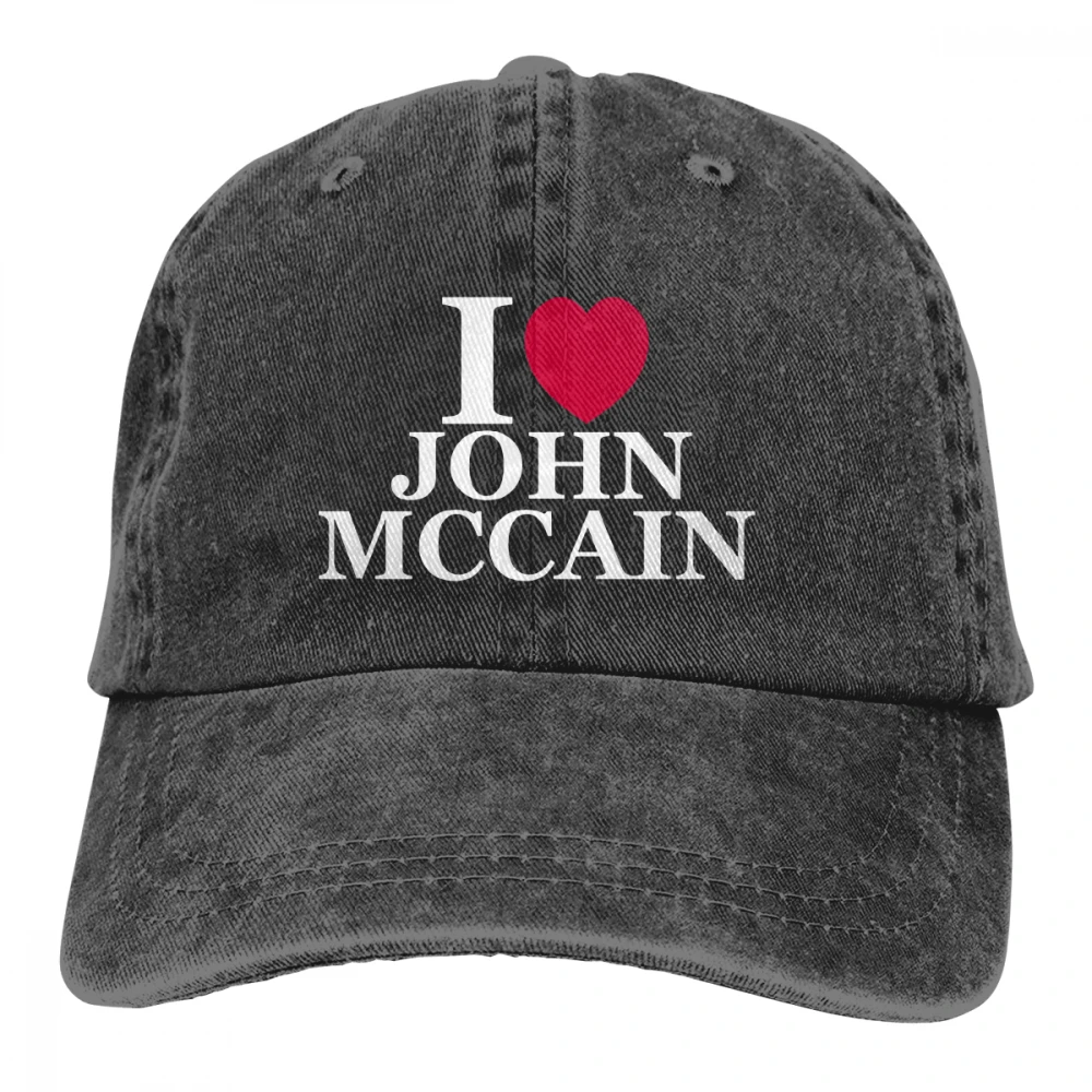 I Love John McCain Кепка черная Унисекс Мужская Женская джинсовая бейсболка с ремешком