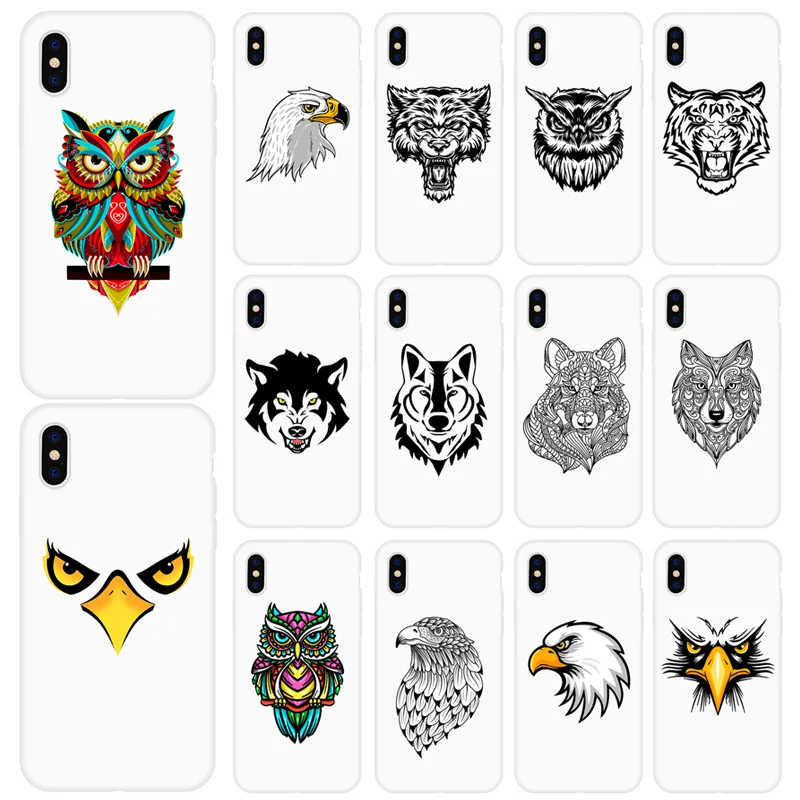

For iPhone xr case 8 7 6 plus 11 Pro Max Case Cover For iphone X XS max owl Wolf Tiger 6s 7 8 Plus 5 5s se For Apple White case