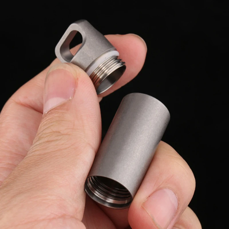Gray titanium alloy waterproof bottles canister bottle outdoor camping EDC tool waterproof bottle