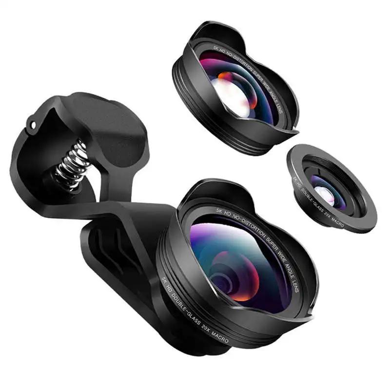ABKT-Phone Camera Lens,2 In 1 Camera Lens Kit, 0.45X Wide Angle Lens& 20X Macro Lens, Universal Clip On Lens For X, 8, 7