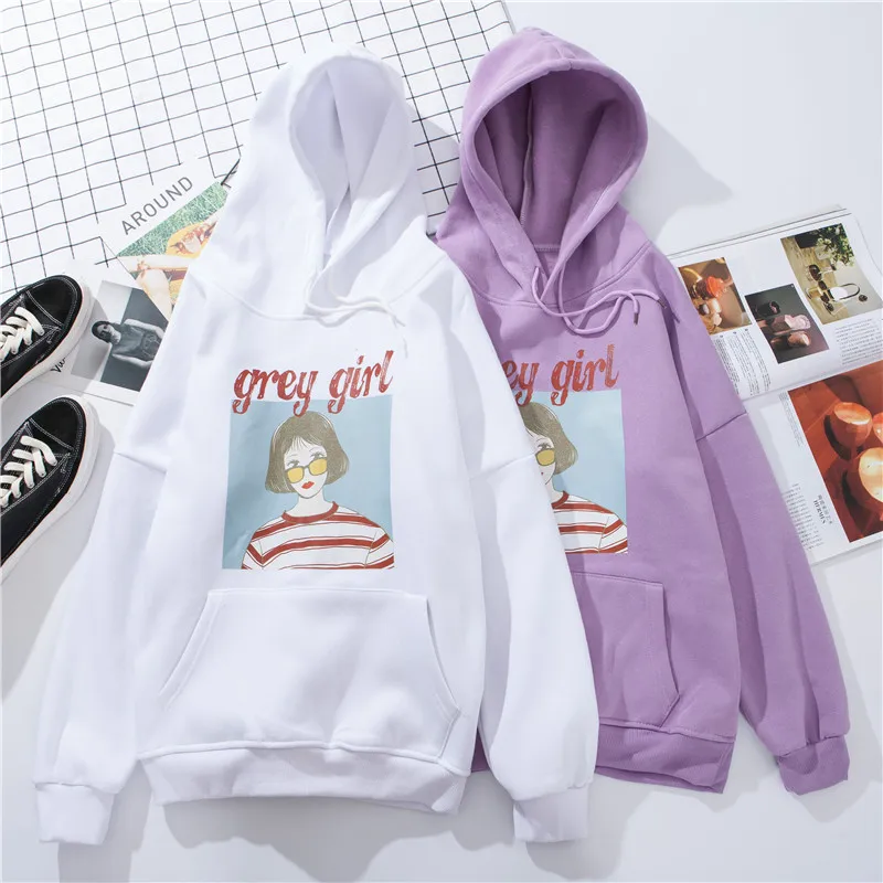 

winter Modis Harajuku Women sweatshirt Keep warm 90s Korean Style Kawaii Casual Tops Female Blackpink Oversized Hoodies