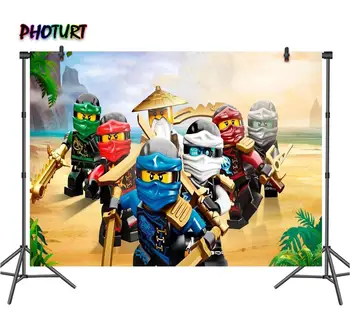 

PHOTURT Toy Ninjago Photography Backdrops Baby Shower Boy Birthday Party Background Animated characte Vinyl Photo Studios Props