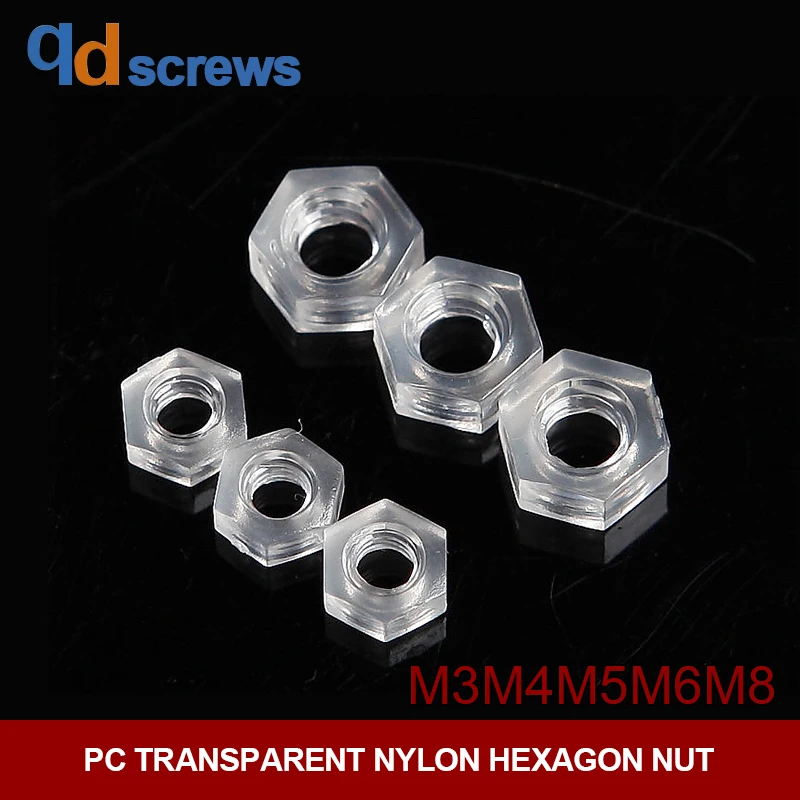 

PC M3M4M5M6M8 transparent nylon plastic hexagon nut