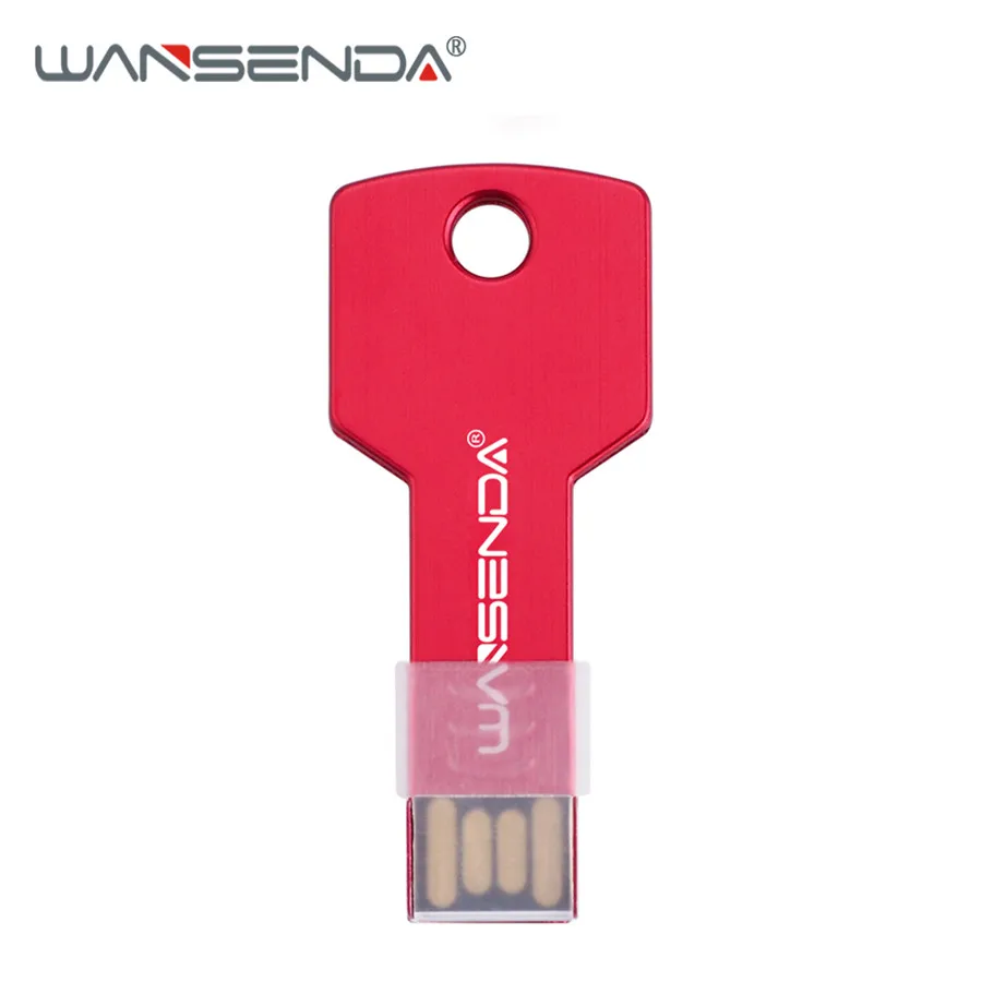 USB флеш-накопитель Wansenda в форме ключа, водонепроницаемый флеш-накопитель, 4 ГБ, 8 ГБ, 16 ГБ, 32 ГБ, 64 ГБ, флешка, реальная емкость, USB карта памяти - Цвет: Красный