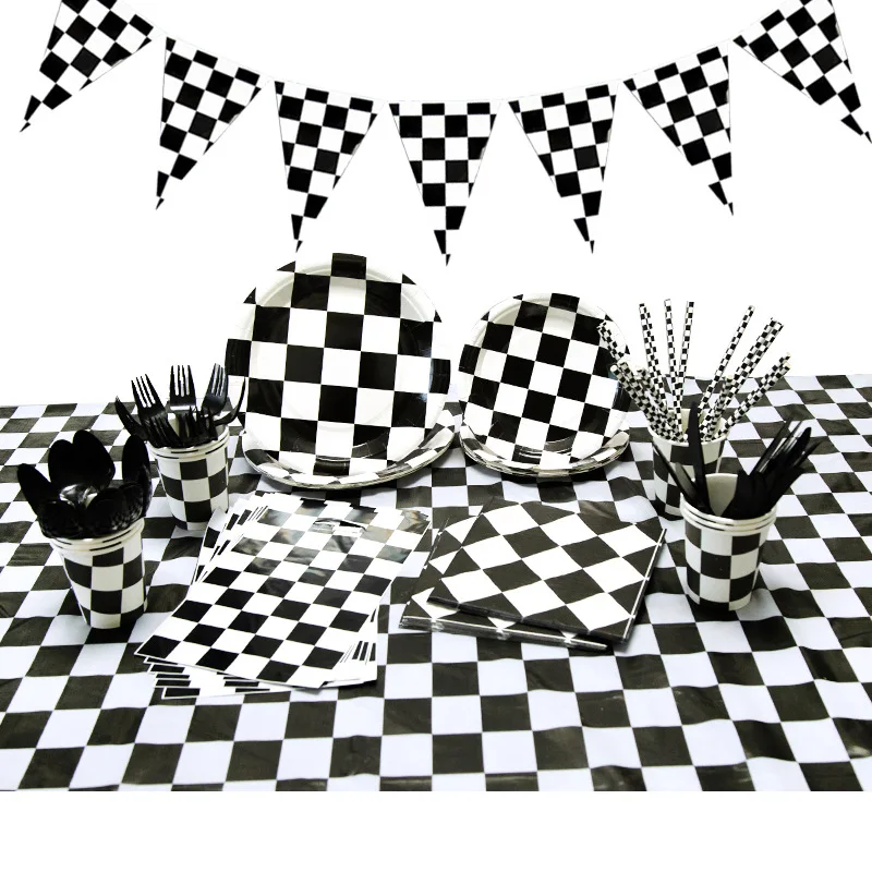 Toys & Games Checkered Flag Napkins Race Car Party Black White Pack of
