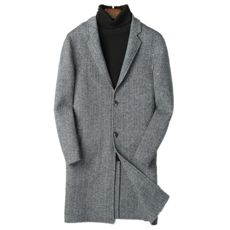 

100% Wool Autumn Winter Jacket Men Woolen Long Coat Streetwear Windbreaker Mens Jackets and Coats F-ALMN-1820 MY1777