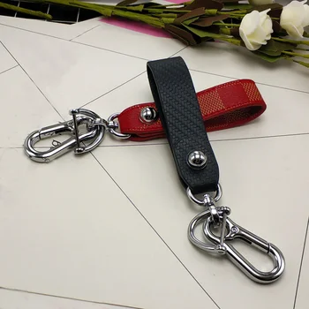 

Car Metal Leather Keychain Fashion Grid Keychains PU Leather Anti-lost Car Couples Auto Waist Key Chain Keyfob Rings Key Holder