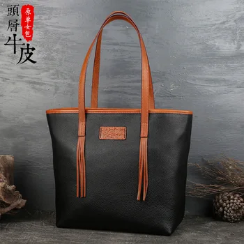 

2019 New Brand Female Genuine Leather Handbags Ladies Casual Elegant Shoulder Messenger Bag Cow Leather Handmade Woman Bags Big