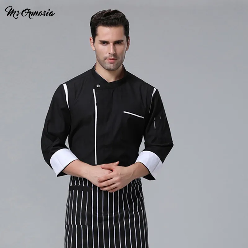 Uniforme de Chef de cuisine à manches longues, uniforme de Chef de Restaurant, chemise respirante à Double boutonnage, veste de travail pour Chef