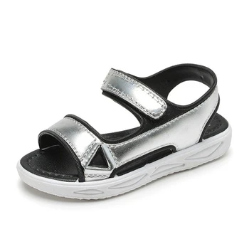 

NEW 2020 Fashion Children sandals soft Comfortable Velcro Girls Princess shoes Hollow out Breathable Beach shoes 02A