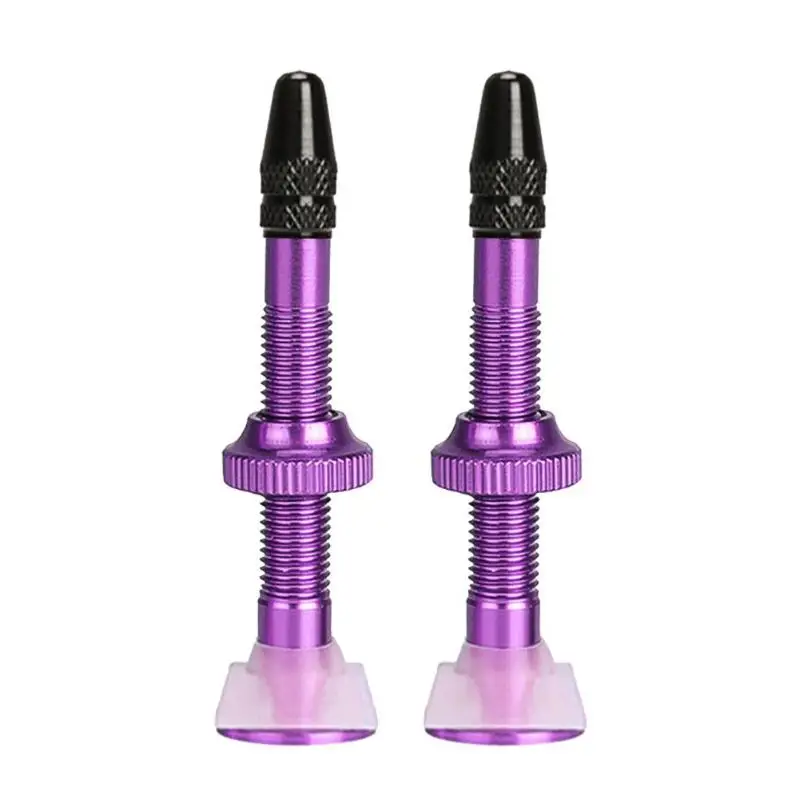 Purple 2 шт 40/60 мм MTB дорожный велосипед расширитель клапаны бескамерные Presta сердечник клапана - Цвет: Purple