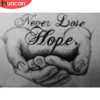 

HUACAN 5D DIY Diamond Painting Hand Text Home Decoration Full Drill Square Embroidery Picture Handcrafted Art Kits