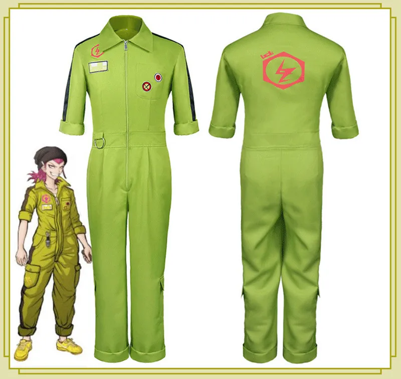 

Cosplay Super DanganRonpa Cosplay Kazuichi Soda Costume Super bllet 2 Bodysuit Uniform Rompers Adult Unisex Halloween Anime wig