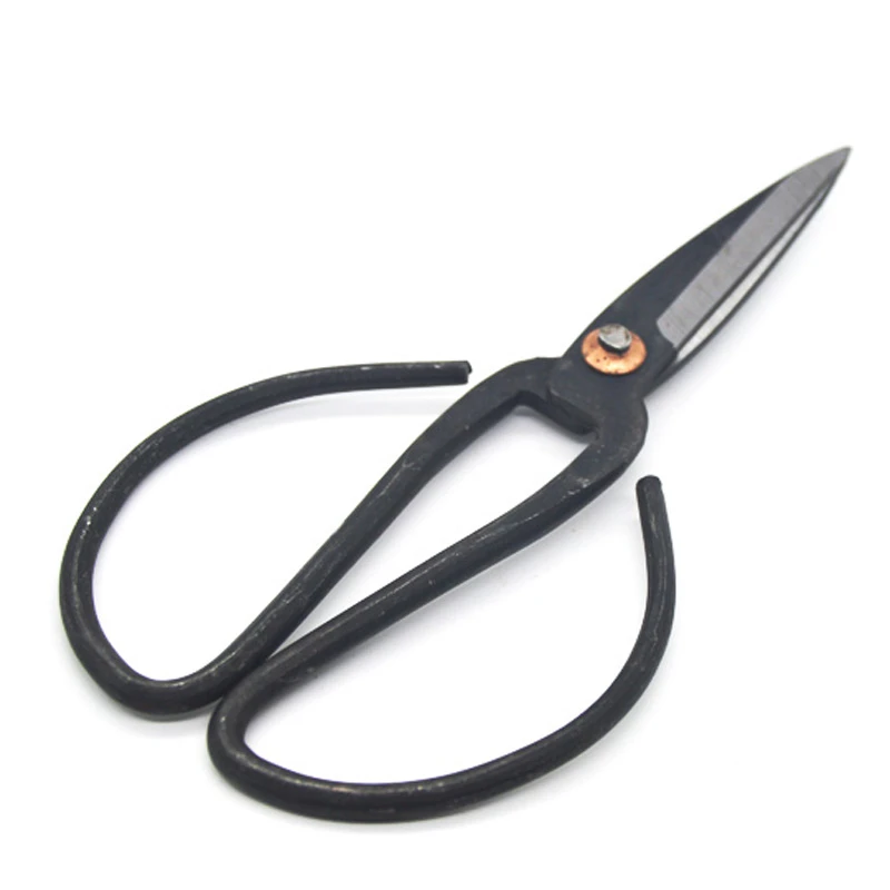 Full Carbon Steel Household Bonsai Scissors 148mm Traditional Vintage Black Coated Trimming