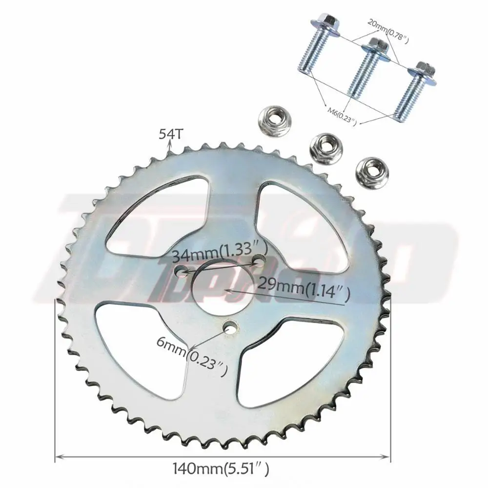 T8F 54T Chain Sprocket 26/29/35mm Rear Back Sprockets Cog For 2 Stroke 47cc 49cc 110cc 125cc 140cc Pocket Dirt Pit Bike Chopper