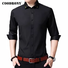 COODRONY Brand Long Sleeve Shirt Men Clothing Spring Autumn Business Social Dress Casual Shirts Pure Color Chemise Homme C6082
